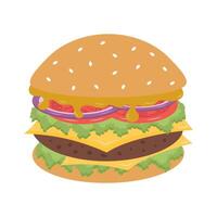 Hamburger o cheeseburger. veloce cibo pasto. illustrazione isolato su bianca sfondo. vettore