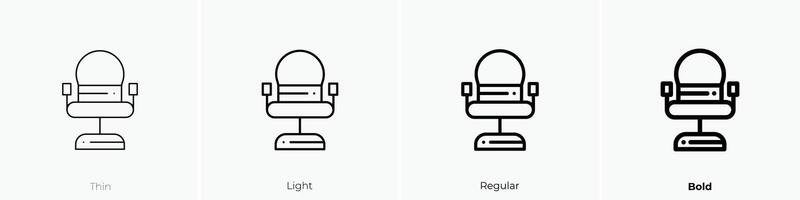 parrucchiere sedia icona. sottile, luce, regolare e grassetto stile design isolato su bianca sfondo vettore