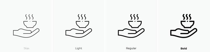 caldo cibo icona. sottile, luce, regolare e grassetto stile design isolato su bianca sfondo vettore