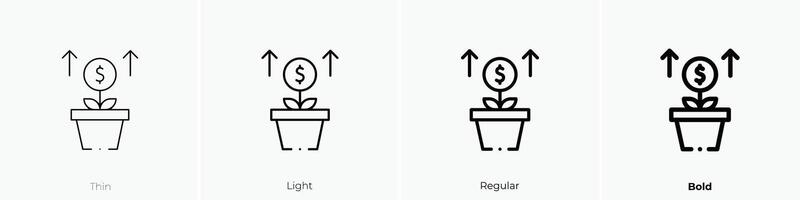 investire icona. sottile, luce, regolare e grassetto stile design isolato su bianca sfondo vettore