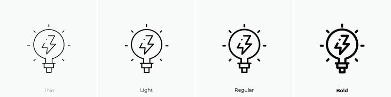 leggero lampadina icona. sottile, luce, regolare e grassetto stile design isolato su bianca sfondo vettore