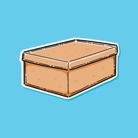 cartone animato beige scarpa scatole. cartone scatola isolato illustrazione design isolato nel un' blu sfondo etichetta stile. scatola per merce, consegna e i regali vettore