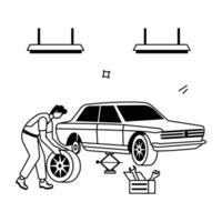 auto meccanica piatto illustrazioni vettore