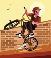 ciclista su bmx bicicletta illustrazione vettore