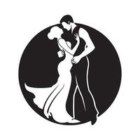 ango danza coppia silhouette logotipo icona azione Immagine isolato su bianca sfondo vettore