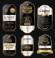 Distintivi ed etichette d&#39;oro di lusso premium vettore