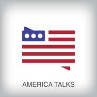 America bandiera discorso bolla moderno logo. internazionale Chiacchierare logo modello. vettore