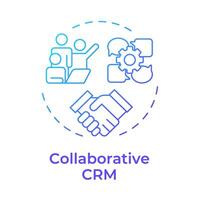 collaborativo crm blu pendenza concetto icona. comunicazione processi. incontro attività commerciale. il giro forma linea illustrazione. astratto idea. grafico design. facile per uso nel infografica, presentazione vettore