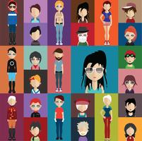 Set di avatar colorati di personaggi vettore