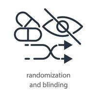 un icona di accecato randomizzato prove. medico clinica logo. illustrazione isolato su bianca sfondo vettore