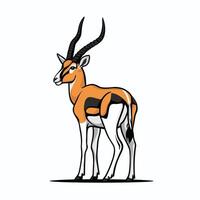 gazzella cartone animato animale design piatto illustrazione su bianca sfondo lato Visualizza antilope vettore