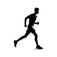 corridore silhouette sport attività icona cartello o simbolo. atleta logo. atletico gli sport. jogging o sprint tipo. maratona gara. velocità concetto. corridore figura vettore