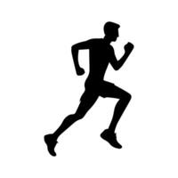 corridore silhouette sport attività icona cartello o simbolo. atleta logo. atletico gli sport. jogging o sprint tipo. maratona gara. velocità concetto. corridore figura vettore