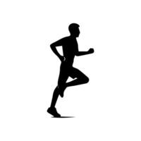corridore silhouette sport attività icona cartello o simbolo. atleta logo. atletico gli sport. jogging o sprint tipo. maratona gara. velocità concetto. corridore figura vettore