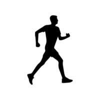 corridore silhouette sport attività icona cartello o simbolo. atleta logo. atletico gli sport. jogging o sprint tipo. maratona gara. velocità concetto. corridore figura vettore