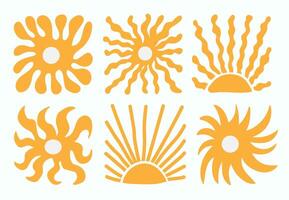 Groovy astratto ondulato minimalista sole. biologico piazza nel di moda ingenuo hippie 60s anni '70. soleggiato elementi vettore