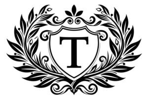 foglia lettera t logo icona modello design vettore