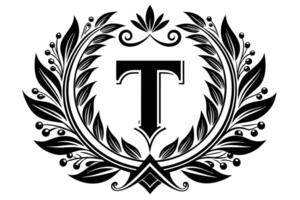 foglia lettera t logo icona modello design vettore