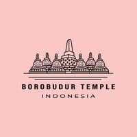 Borobudur tempio linea arte logo simbolo illustrazione design vettore