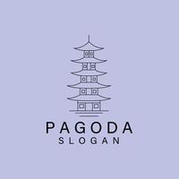 linea arte pagoda logo icona design modello illustrazione vettore