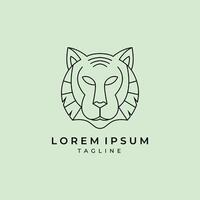 tigre testa logo linea arte minimalista disegno, Leone viso minimalista logo vettore