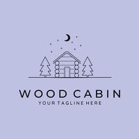 legna cabina linea arte minimalista logo illustrazione design vettore