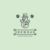 linea arte minimalista pupazzo di neve logo design vettore