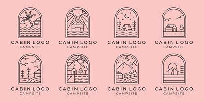 impostato di Villetta o cabina linea arte minimalista semplice logo illustrazione design vettore