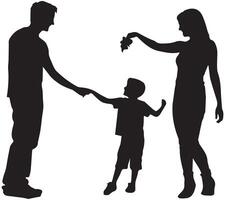 silhouette di famiglia su bianca sfondo. simbolo di madre, padre, figlio, figlia vettore