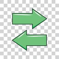 sinistra e giusto o indietro e via freccia piatto icona per applicazioni e siti web verde colore freccia vettore
