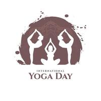 internazionale yoga giorno celebrazione saluto sfondo vettore