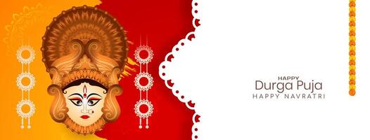 bellissimo Durga puja e contento Navratri Festival saluto bandiera design vettore