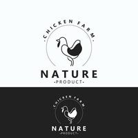 pollo azienda agricola logo disegno, animale icona per drogheria, macellaio negozio, contadino mercato bestiame modello vettore