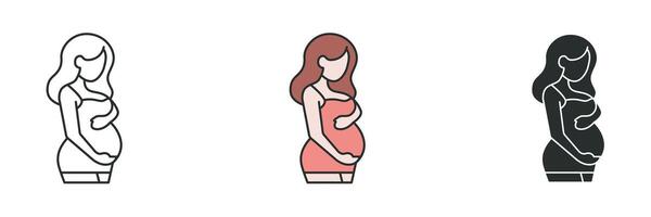 incinta donna icona. medico o assistenza sanitaria tema simbolo illustrazione isolato su bianca sfondo vettore