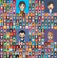 Collezione di avatar di vari personaggi maschili e femminili vettore