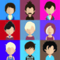 Set di avatar colorati di personaggi vettore