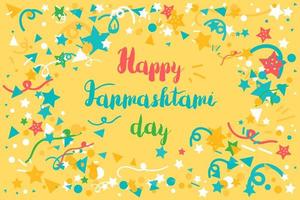 felice giorno di janmashtami banner vettore