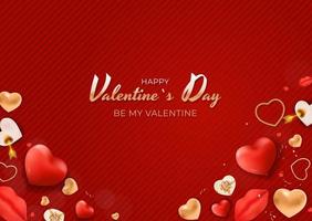 disegno di sfondo di saluto di San Valentino. modello per pubblicità, web, social media e annunci di moda. poster orizzontale, volantino, biglietto di auguri, intestazione per l'illustrazione vettoriale del sito web