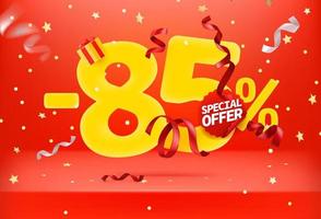 ottantacinque percento di sconto sul banner promozionale del vettore di offerta speciale