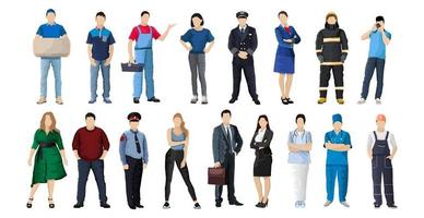 set di 17 pz persone di diverse professioni su sfondo bianco - vector