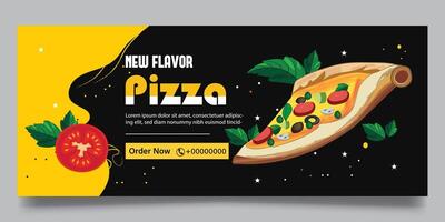 Pizza e veloce cibo bandiera design vettore