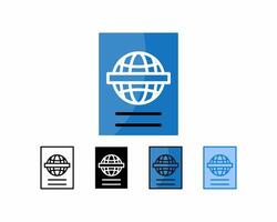 passaporto icon.set di 5 icone identità, linea, schema, glifo, pieno linea, piatta colore e blu colore.modificabile colpi e pixel perfetto.can essere Usato per digitale prodotti, stampe, eccetera. vettore