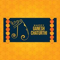 artistico ganesh Chaturthi Festival saluto sfondo design vettore