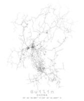 Guilin, Cina, accurato mappa,urbano dettaglio strade strade carta geografica vettore