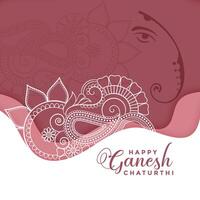 contento ganesh Chaturthi sfondo nel etnico decorativo stile vettore