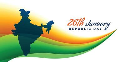 26th gennaio repubblica giorno bandiera con carta geografica di India vettore
