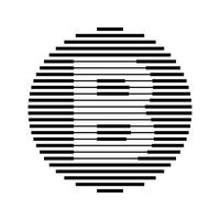 B alfabeto lettera logo il giro cerchio linea astratto ottico illusione banda mezzitoni simbolo icona vettore