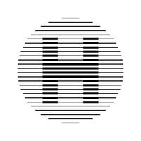 h alfabeto lettera logo il giro cerchio linea astratto ottico illusione banda mezzitoni simbolo icona vettore