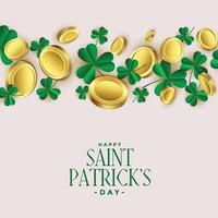 trifoglio le foglie con d'oro monete st patricks sfondo vettore