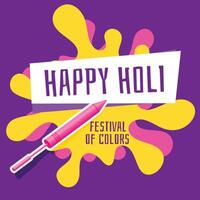 contento holi Festival saluto con pichkari e colore spruzzo vettore